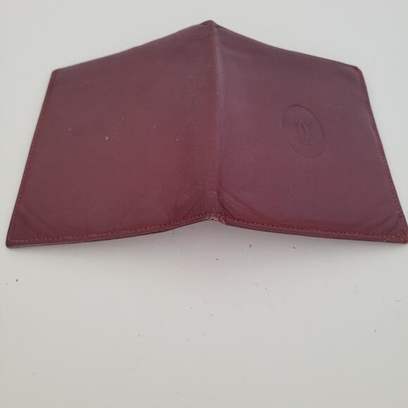 Must De Cartier Men's Bifold Leather Bordeaux Red Wallet Medium Card Bill - Picture 7 of 10